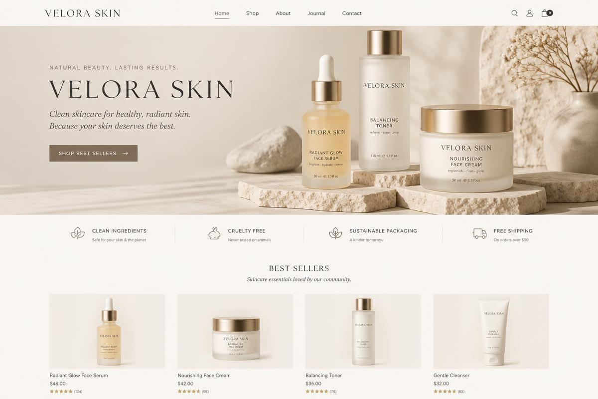 Velora Skin demo store homepage